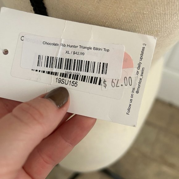 NWT Brown Rib Hunter Triangle Bikini Top - Picture 4 of 4